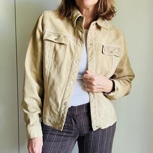 Vintage Y2K Tan Suede Shacket Jacket Womens Medium Western Minimalist